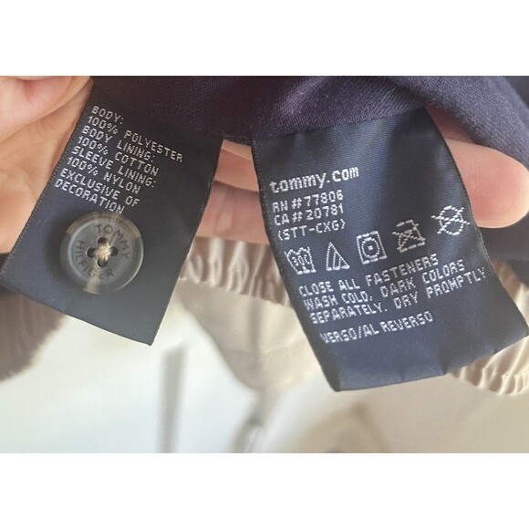 Tommy Hilfiger Men's Vintage Bomber Beige Collared Zip Up Buttons Pockets Size L - Picture 14 of 14